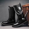 Fashion Motorcycle High Ankle Boots Men Casual Footwear High Top Punk Leather Boots for Men Winter Stylish Men Motorcycle Boot Big Size