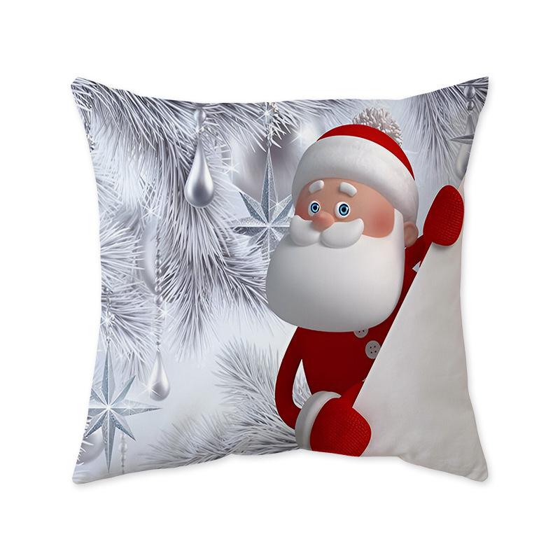 Santa Claus Snowman Holiday Pillow Case Gift Sleeper Sofa Bedroom Bedside Imitation Super Soft Pillow Back Pillow Case