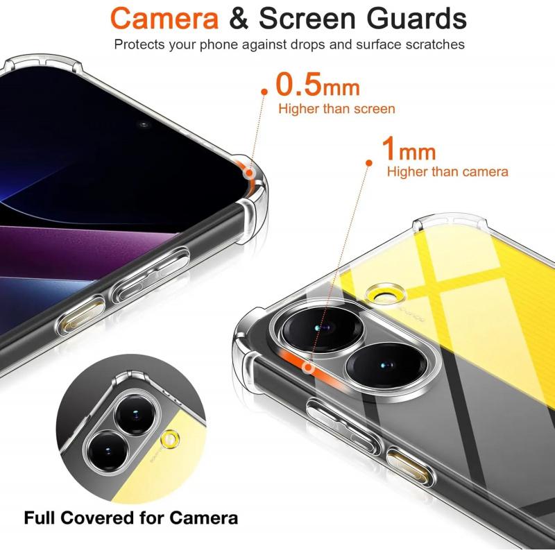 Для Xiaomi POCO X8 Pro X8Pro Max X8ProMax Trubo 5 Усиленные Углы Прозрачный Мягкий ТПУ Защита Камеры Задняя Крышка Чехла для Телефона