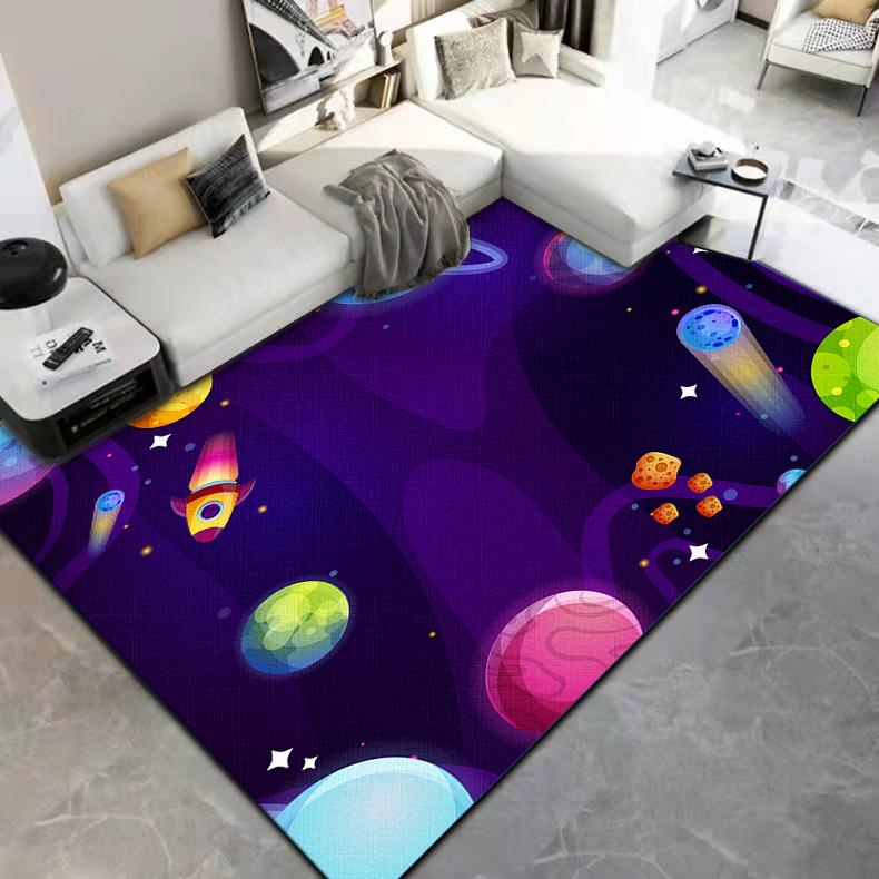 Cartoon Astronaut Carpet Camping Cushion Floor Mat Living Room Game Area Rug Floor Mat Children's Room Play Aera Mat Kawaii Rug