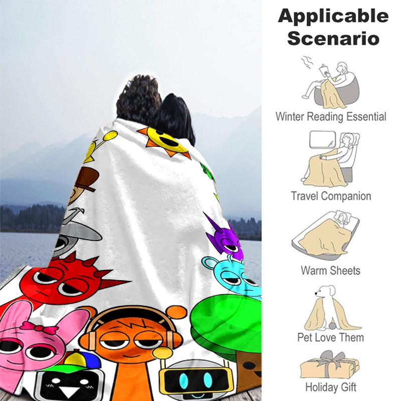 1pc Blanket Sprunki7 Print Design, Lightweight Blanket for Sofa, Bed- Soft &Warm, Gift for All Seasons like Christmas, Halloween