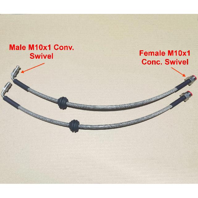 1 пара Female M10x1 Swivel + Male M10x1 Swivel 90 градусов Нержавеющая оплетка Тормозной шланг Линия Для гоночных автомобилей Квадроцикла UTV