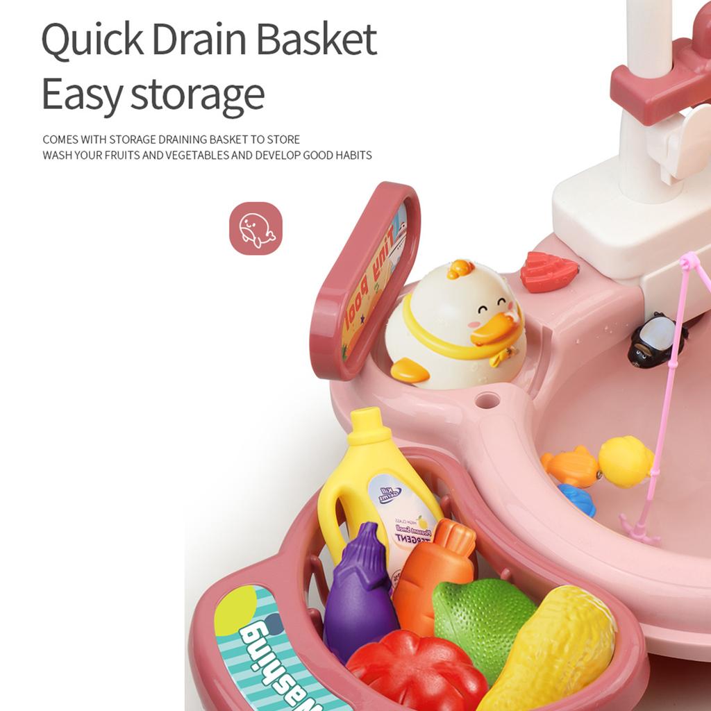 Многофункциональная игрушечная раковина для малышей, кухонные игрушки 2-в-1, электрическая посудомоечная машина с проточной водой, имитация