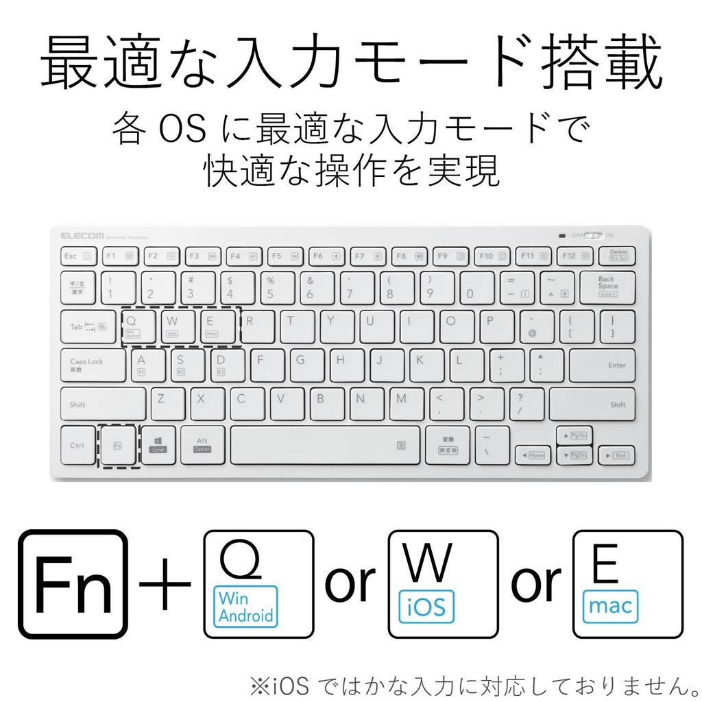 Elecom Клавиатура Bluetooth Pantograph Mini Keyboard совместима с Android White Windows, Mac, iOS, [Облегченная модель] TK-FBP102XWH