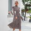 Fashion Women's Spring Turtleneck Long Sleeve Printed Long Dress Women