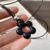 Resin Flower Pendant Long Chain Necklace Handmade Charm Adjustable Sweater Chain Rope Chain Pendant Necklace Fashion Accessory