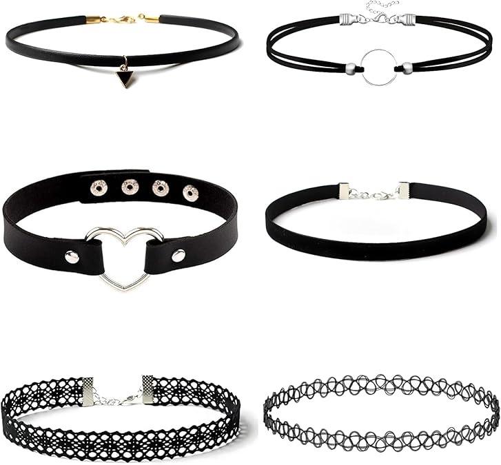 6pcs Women’s Black Lace Choker Necklace Set