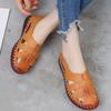 Fashion Genuine Leather Women Flats Hollow Woman Shoes Summer Women's Loafers Breathable Beach Female Sandals Big Size 35-422024