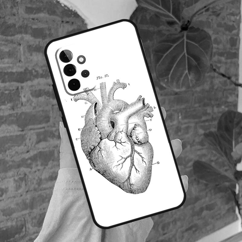 Чехол-обложка с анатомией человеческого сердца для Samsung Galaxy A55 A35 A25 A15 A52 A32 A12 A14 A34 A54 A51 A71 A13 A33 A53