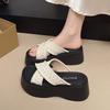 Muffin Thick-soled Heightened Cross-strapped Cool Slippers Women's Summer Wear 2025 New Bohemian Beach Sandals