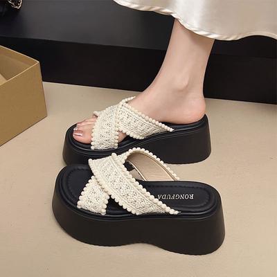 Маффины на толстой подошве, высокие, с перекрестными ремешками, крутые тапочки, женская летняя обувь 2025, новые богемные пляжные сандалии