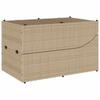 Folding Sun Lounger with Cushion and Storage Space Beige Poly Rattan