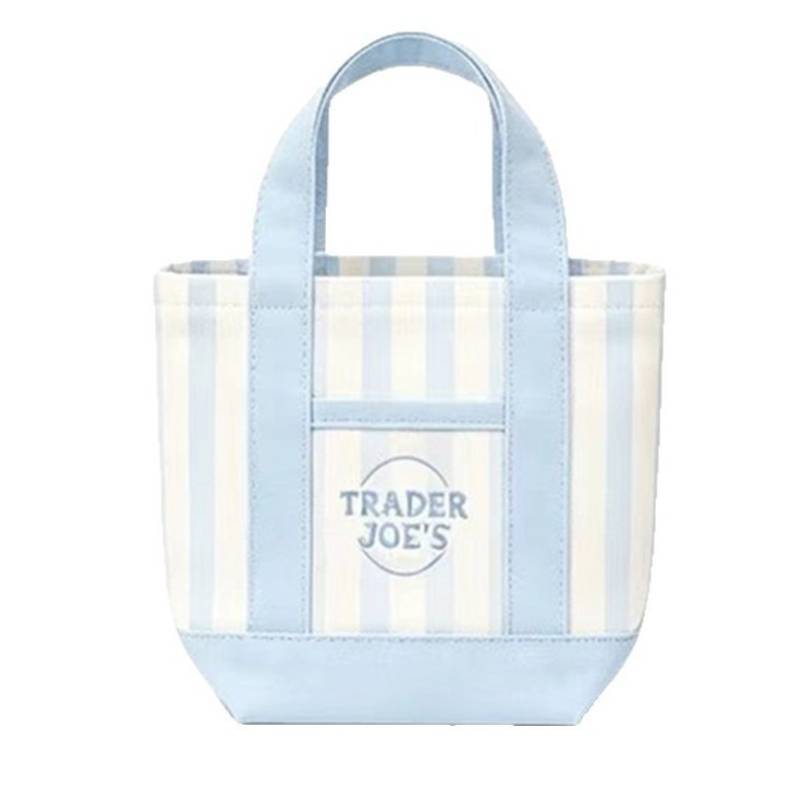 Полосатая холщовая сумка-тоут Trader Joes с внутренним карманом для покупок и прогулок
