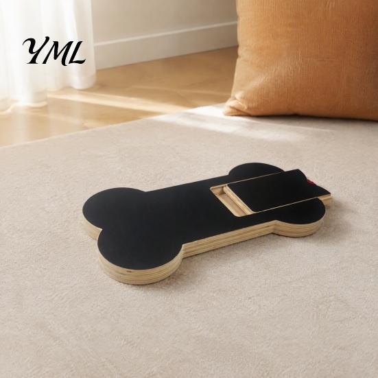 Easy Paw Grooming Board Dog Scratch with Treat Box, Wooden Nail File Board, Bone Shaped Scratching Pad, Grinder Alternative for Large Medium