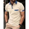 European American Style Men's Summer T-shirt Color Block Top Pocket Polo Shirt Sports Rugby Shirt