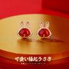 Серьги "Серебряный гром" женские рубин Популярность Кошачий глаз "красный" Милые аксессуары с кроликом” Металл, совместимый с аллергией, серебро 999/925 Дни рождения,