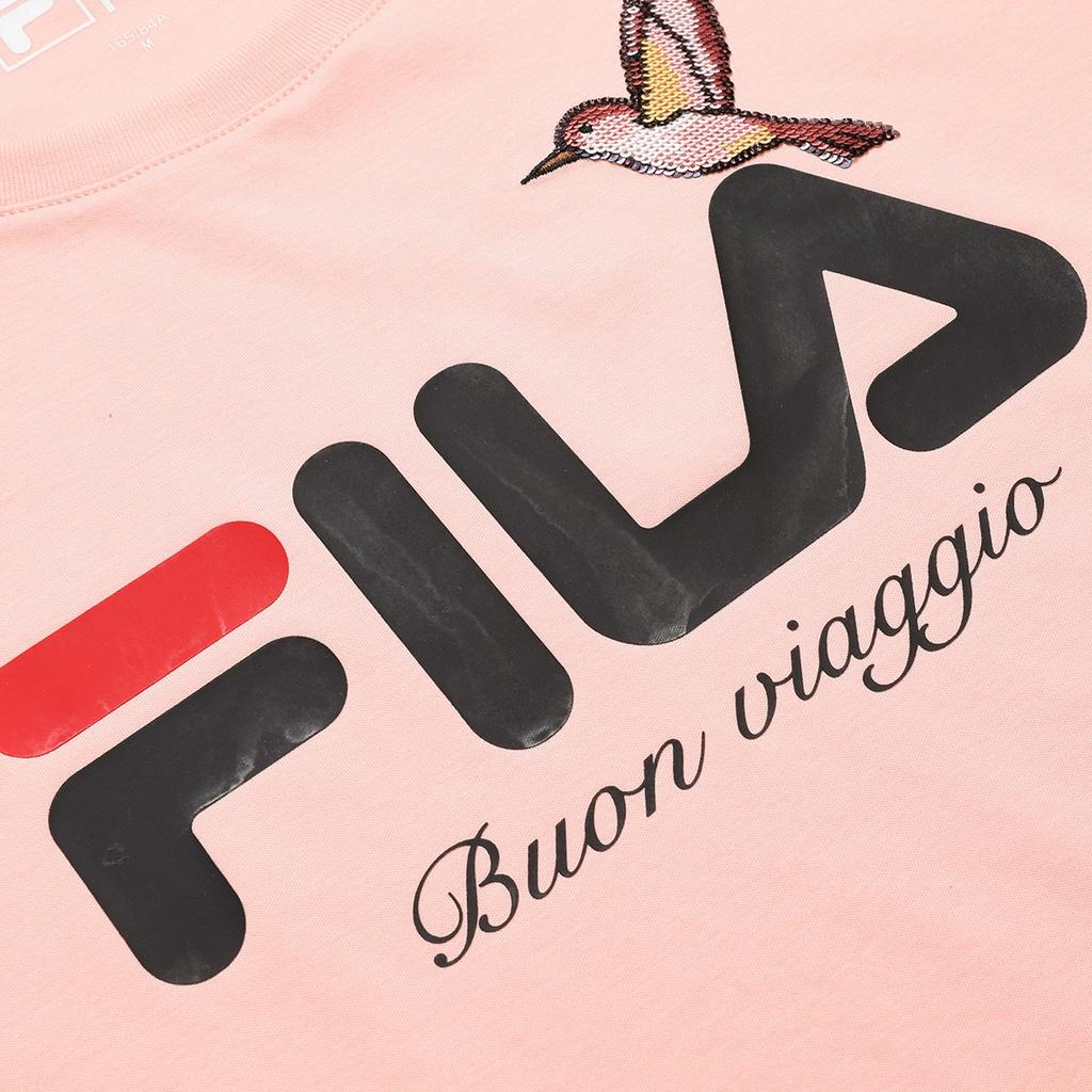 (WMNS) FILA Logo Alphabet Sports Skin Friendly Short Sleeve Pink Women's F11W128109F-PK