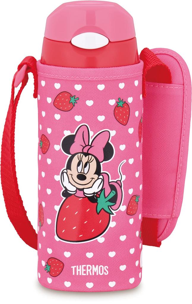 Thermos Термобутылка с трубочкой 400 мл Minnie Клубничная Розовая, сохраняет напитки холодными SBP (для детей, школьное/детсадовское использование, только) FHL-403FDS