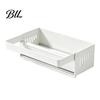 Sink Side Storage Tray Rack with Foldable Towel Rack, Durable Carbon Steel Tray, Suction Kitchen Caddy Cup Fixation Sloped Drainage Organizer,