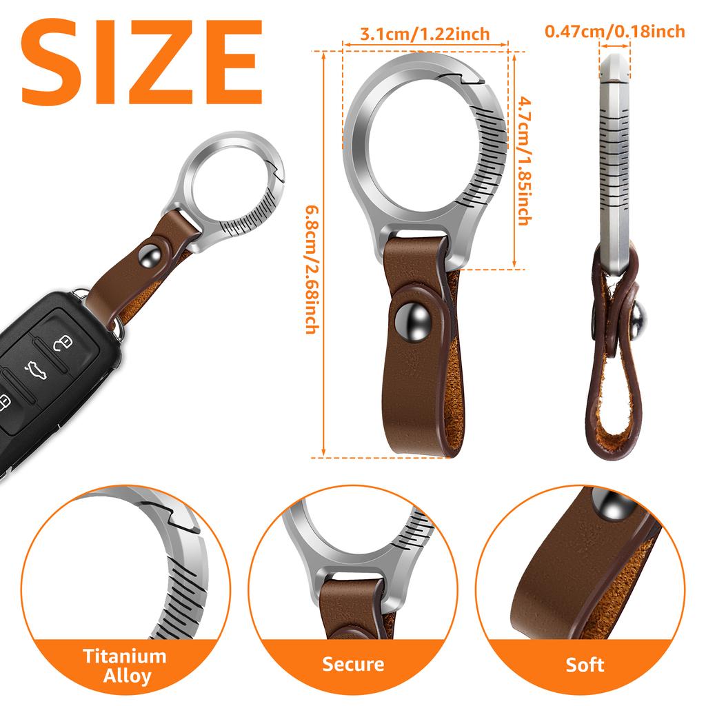 Leather Keychains Cowhide Car Keychain Titanium Metal Key Ring Luxury Men Fashion Keychain Personalized Creative Keychains Clip