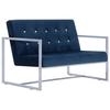 VidaXL 2-seater Sofa with Armrests Chrome Blue and Velvet