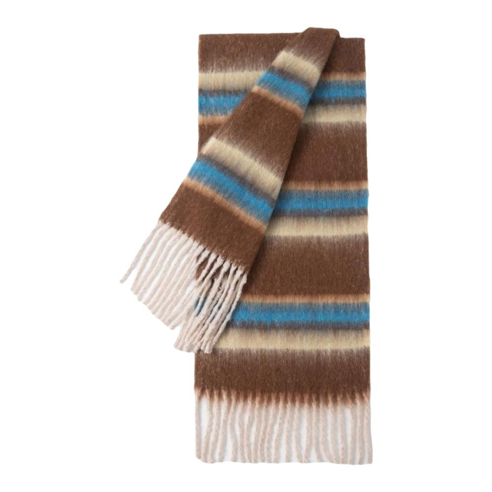 Tassel Winter Cashmere Scarves Mohair Long Shawl Retro Stripe Wool Scarf Girl