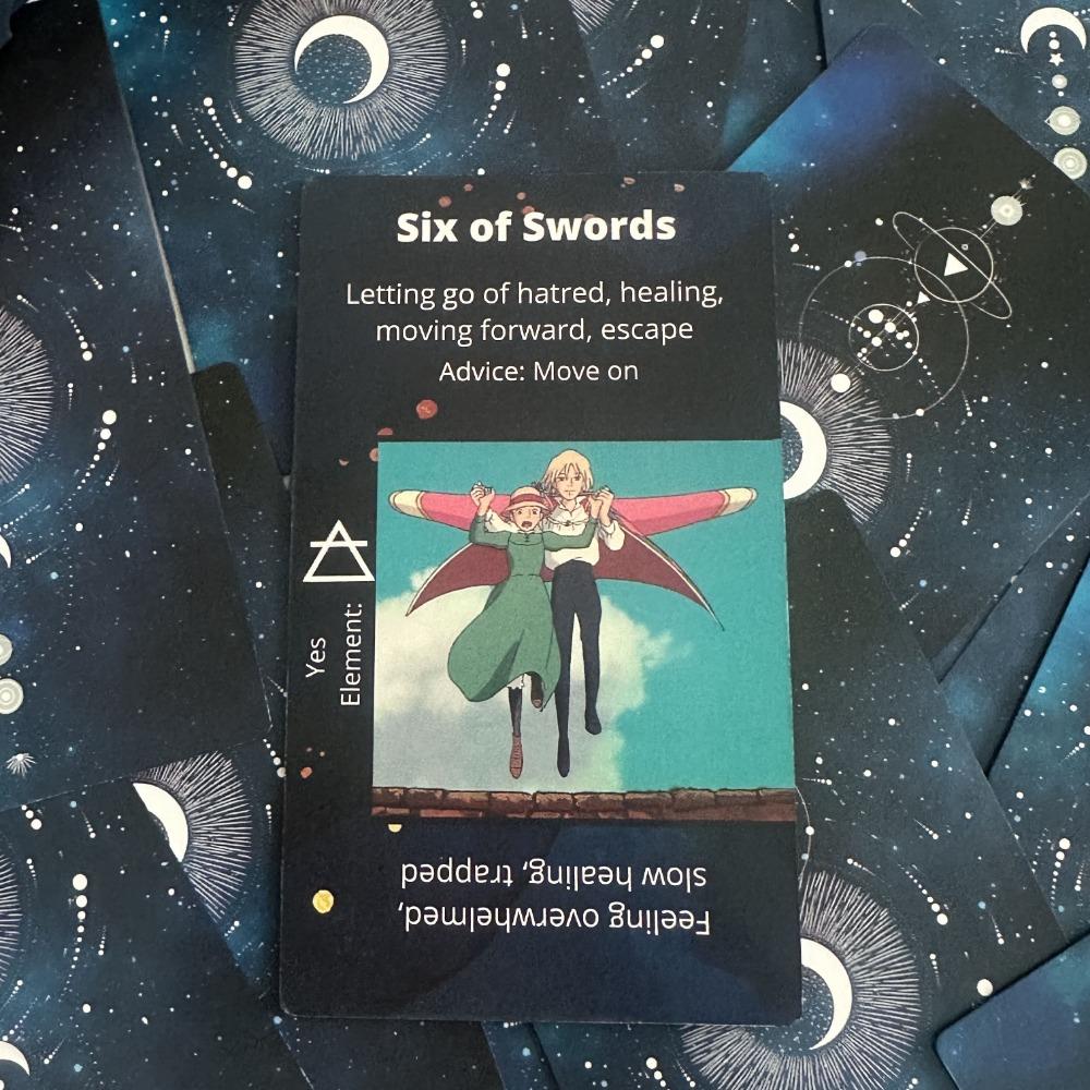 H.ER Tarot японская аниме-тематика 78 шт. карт по мотивам «Ходячего замка» в стиле Ghibli Положительные и отрицательные ключевые слова 12*7 см