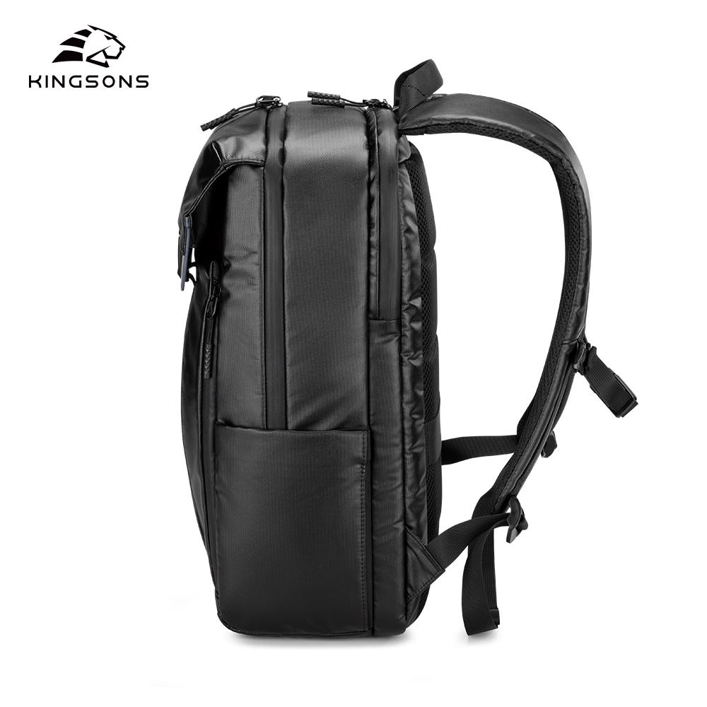 Kingsons Black Stylish Men Sports Backpack 15.6 Inch Laptop Waterproof / Dry-wet Separation / Reflective Strip / Bag for Basketball Helmet/Shoes