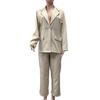 2 Pcs/Set Women Suit Coat Pants Set Single Button Lapel Long Sleeves Soid Color High Waist Straight Trousers OL Commute Business Formal Style Outfit