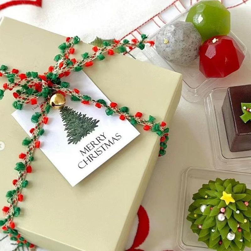 Christmas Ribbon 5Yards Red Green Gold Woven Trim For Gift Wrapping DIY Bow Craft Holiday Decor