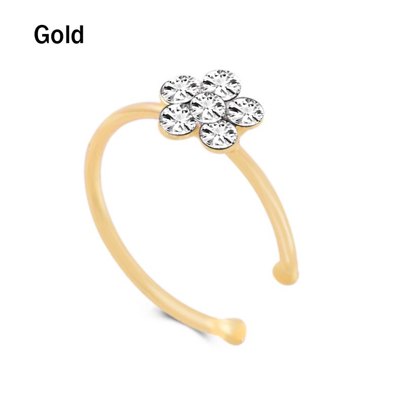 Поддельный цветок из горного хрусталя, кольцо для носа, клипса для губ в стиле панк, украшения для тела ADM