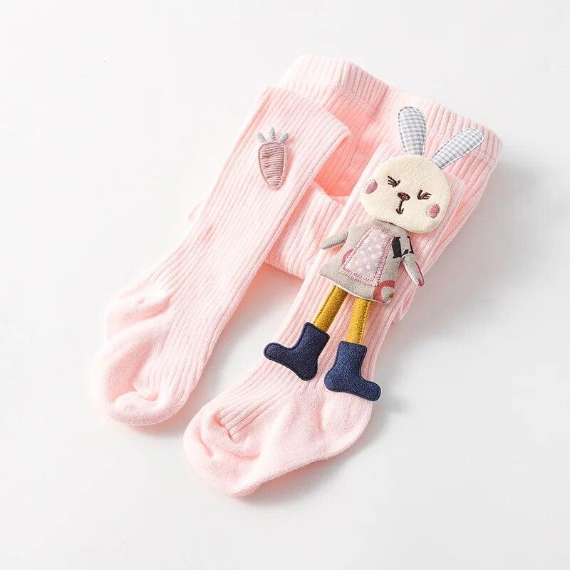 Tights for Girls Knitted Children's Pantyhose Cartoon Rabbit Cotton Soft Kids Girls Tights Autumn Winter 1-7Y Trousers