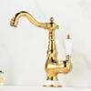 Европейский стиль Золотой смеситель для раковины Хромированные смесители горячей и холодной воды Антикварный смеситель для раковины Краны Вращающийся на 360 градусов кухонный смеситель