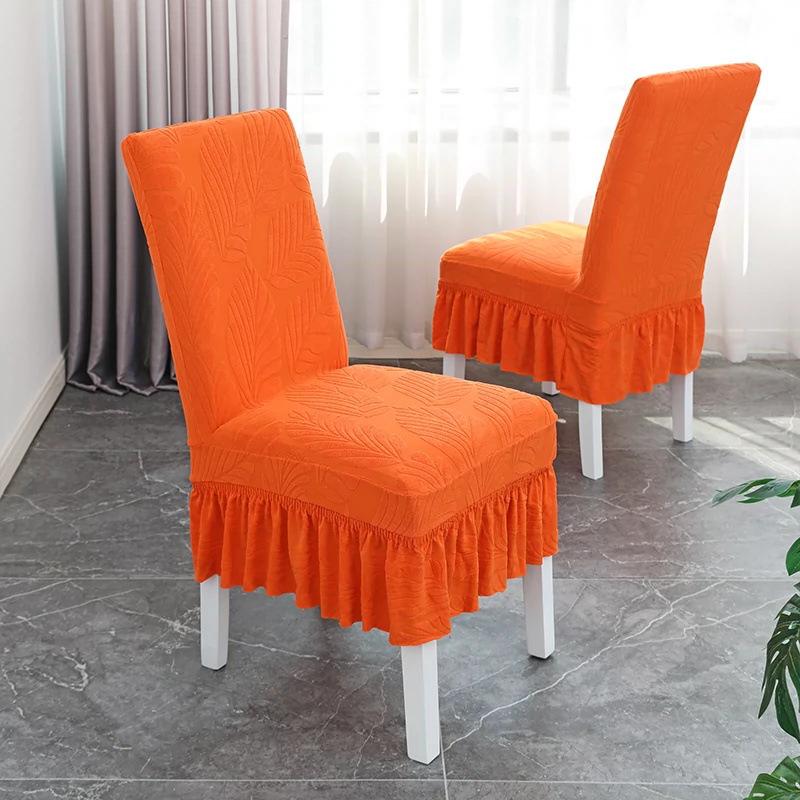 Жаккардовый стрейч чехол-юбка для обеденного стула на все сезоны