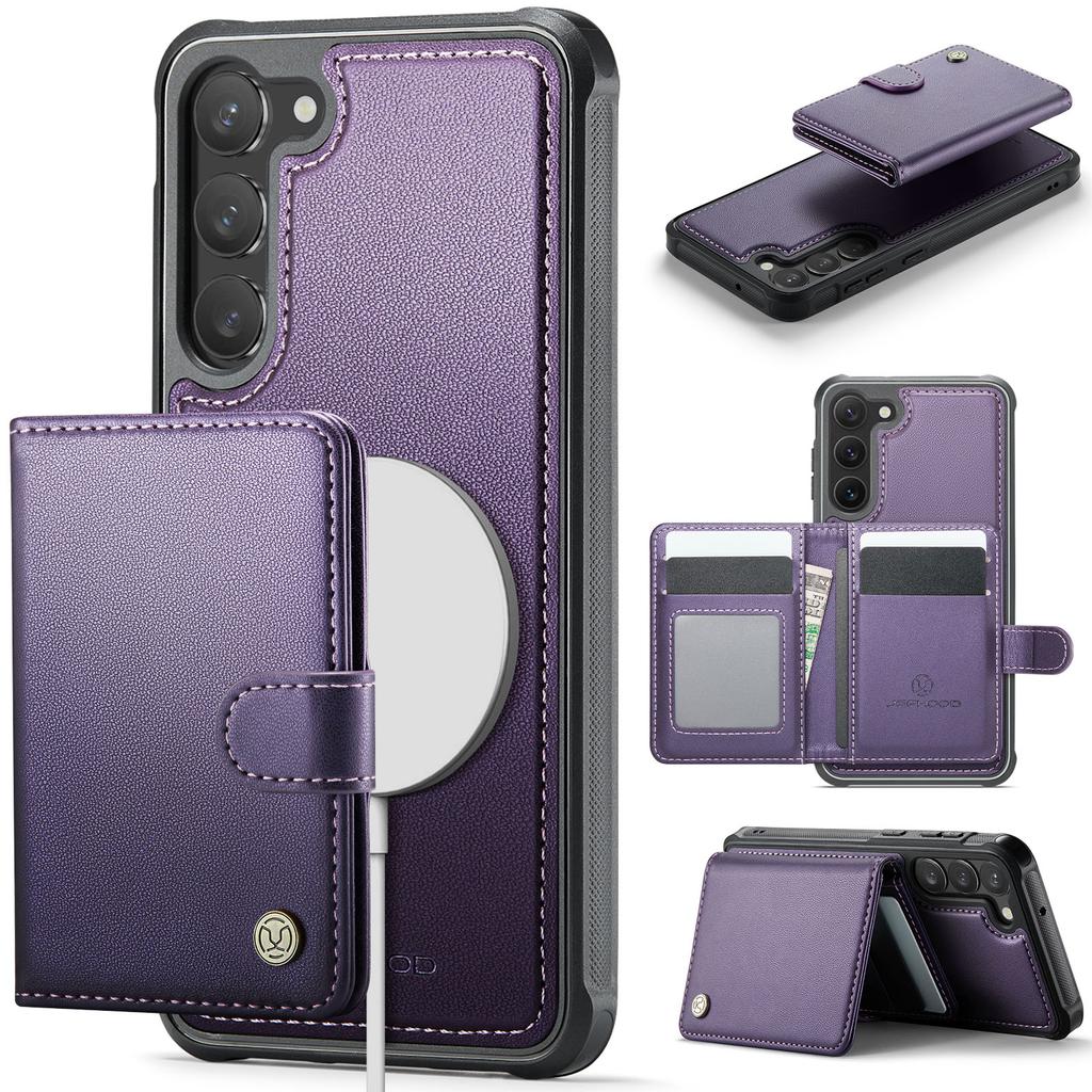 For Samsung Galaxy S23 Case JEEHOOD J09 RFID Blocking Card Holder Leather Back Phone Cover Magnetic Case