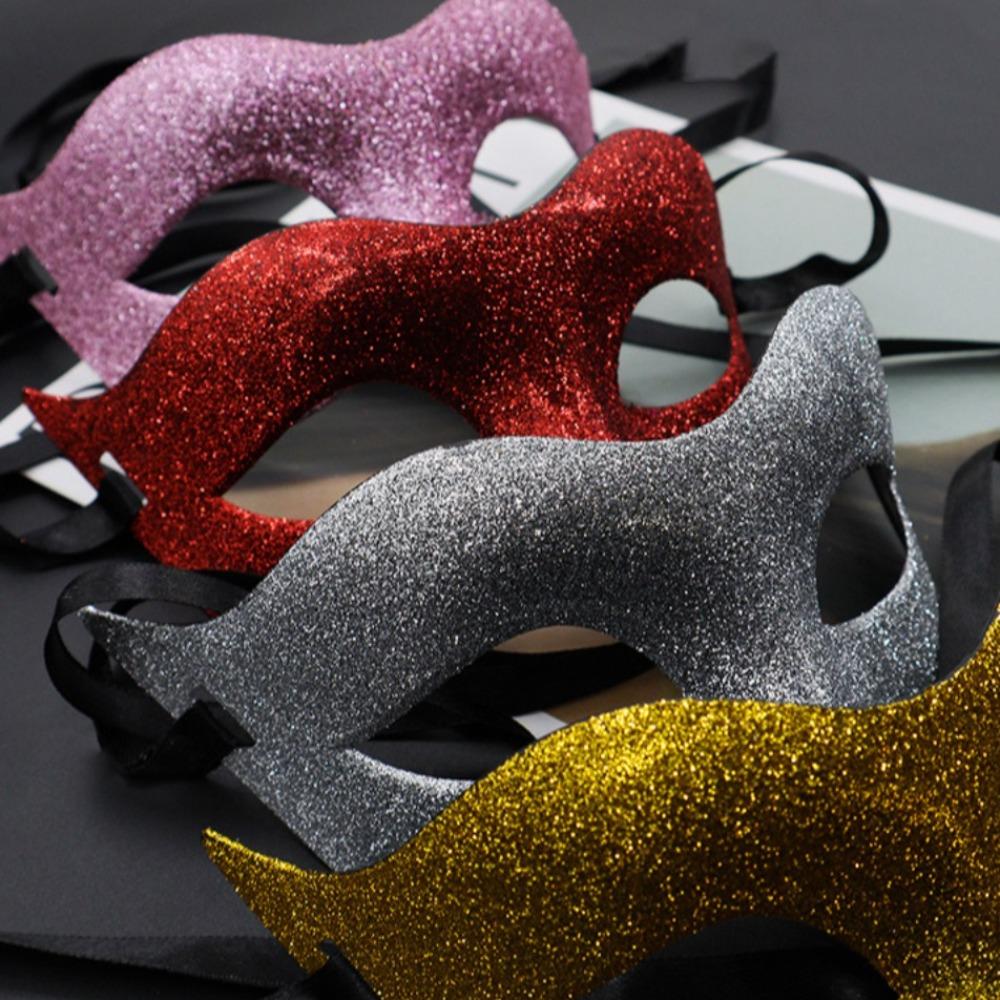 Party Supplies Half Face Masquerade Mask Plastic Halloween Masks Retro Glitter Mask  Party