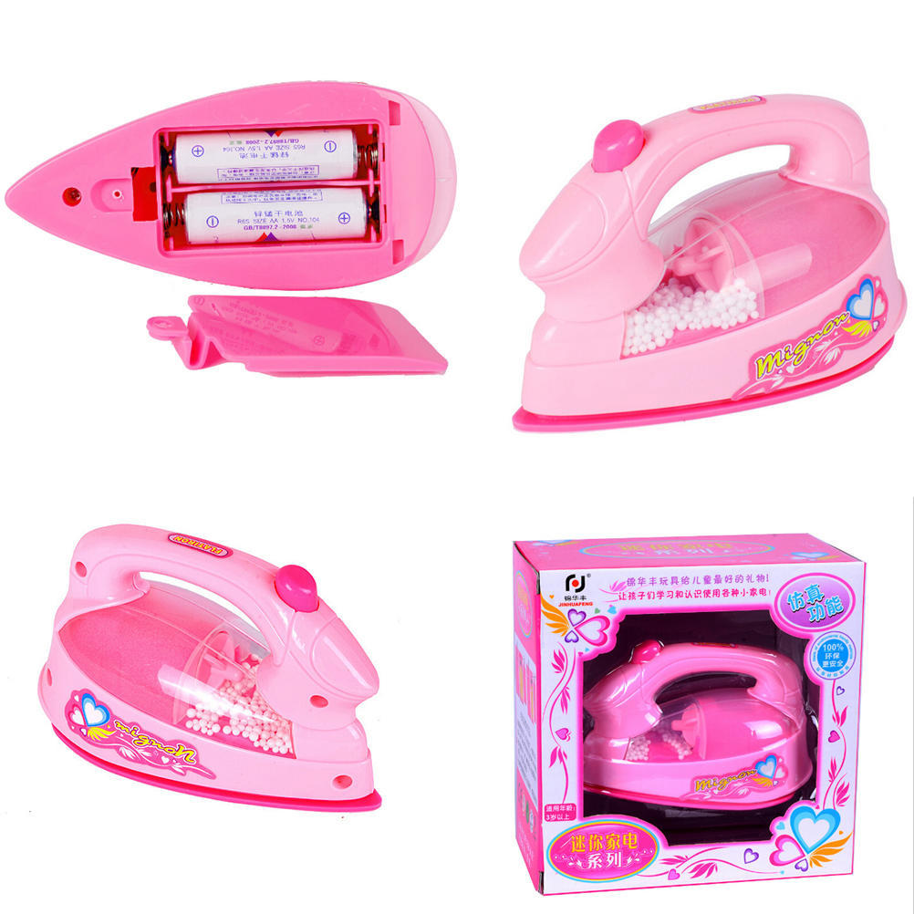 Plastic Pink Simulation Mini-Iron For Kids Pretend Play House Novelty Toy