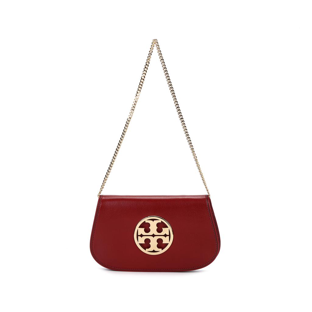 Tory Burch Женская сумка Reva с двойным логотипом T, клапан, съемный металлический плечевой ремень, кожаная сумка-кроссбоди, клатч, бордовый 152250-600
