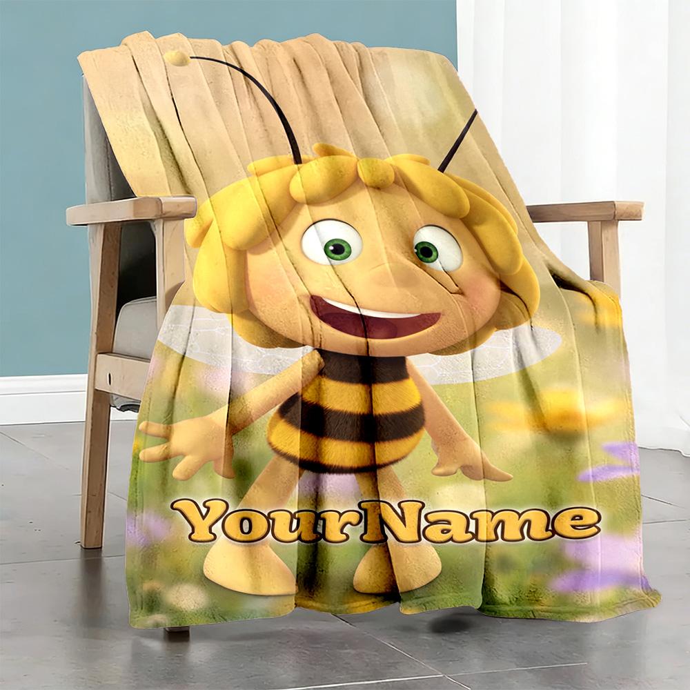 Biene Maja Customize Text Blanket Cozy Customizable Blanket Comfortable for Livingroom Office Office Chair Picnics All-Season Use