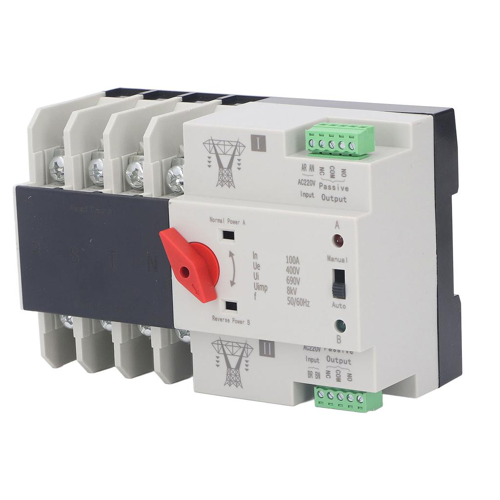 Dual Power Automatic Transfer Switch 4P Fast Switching AC400V 100A for Home Factory