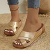 Fashion Women Fashion Gold Wedge Sandals Summer 2024 New Lightweight Casual Platform Slippers Woman Plus Size Comfortable Beach Slides