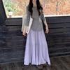 Women's Korean-Style Purple A-Line High-Waisted Mid-Length Cake Skirt for Autumn