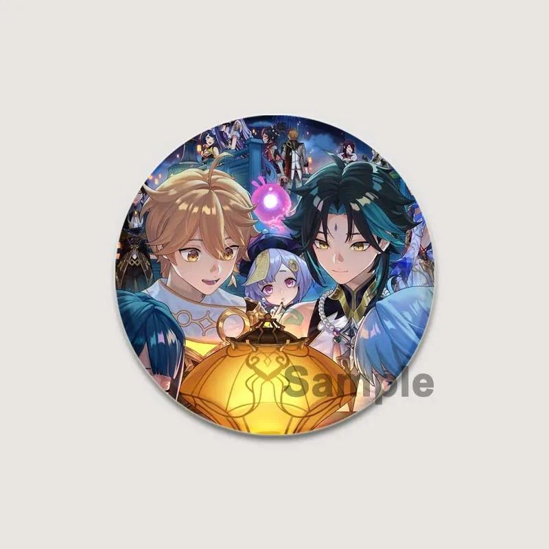 32/44/58mm Super Popular Game Anime Genshin Impact Badge Cartoon Style Brooches On Backpack Clothes Handmade Round Pins for Jewelry