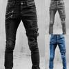 Men's Fashion Motorcycle Jeans Vintage Slim Jeans Casual Street Style Hip Hop Ripped Jeans Retro Denim Jeans Stretch Pencil Pants Plus Size