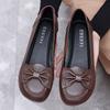 Size35-43 Spring Autumn Genuine Leather Soft Bottom Women Shoes Mom Women Slip-On Shallow Mouth Bow Casual Flat Black Work Shoes