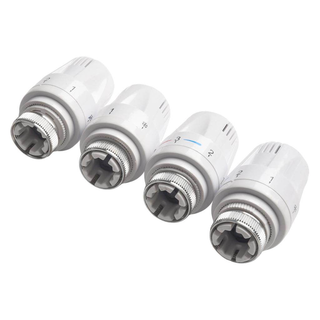 4 шт. Термостатическая головка Клапан регулирования температуры Термостатический радиатор Белое регулировочное колесо Замена радиатора