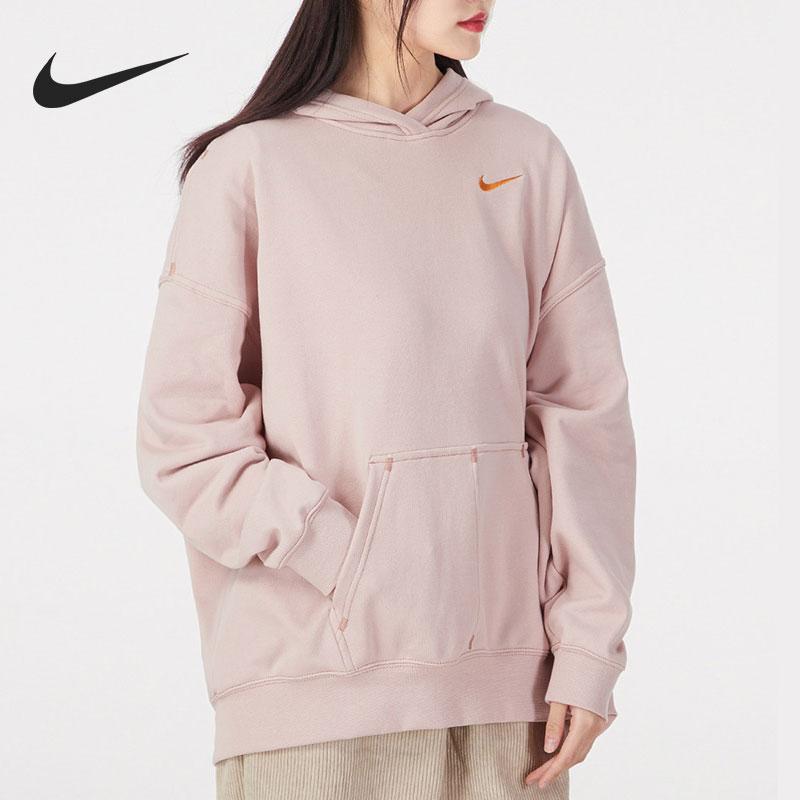 Nike Женский пуловер с капюшоном и вышитым логотипом, топы Оксфорд-розовый DM6202-601