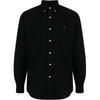Polo Solid Logo Embroidered Pointed Collar Long Sleeve Shirt Men Shirts Black 710767906-004