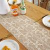 Wide Splicing Pastoral Crochet Knitted Hollow Dining Table Cloth Lace Fringed Table Flag