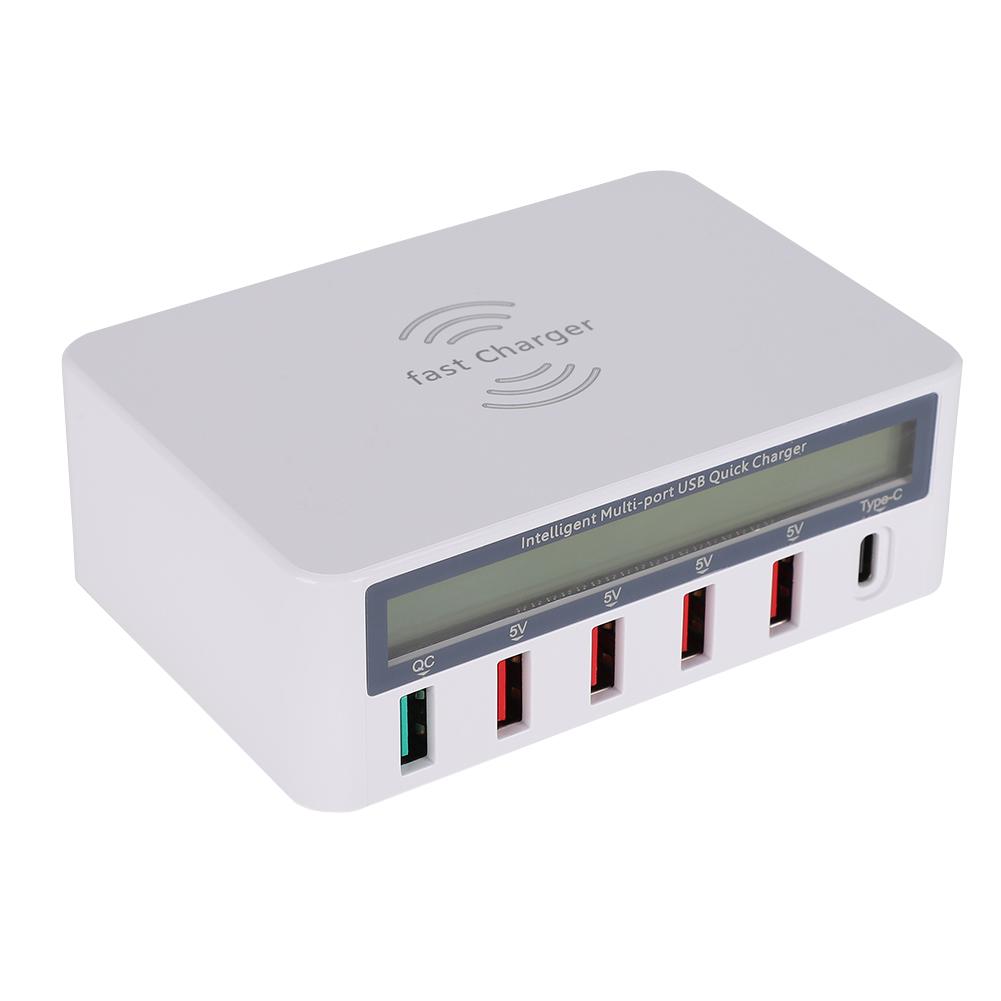 818 USB3.0 многопортовый мобильный телефон быстрое зарядное устройство шунт адаптер с беспроводной зарядкой (белый )